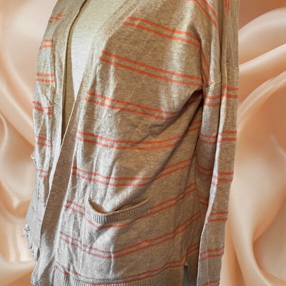 Peyton Primrose Beige with Tangerine Stripe Cardigan Size Medium - Picture 4 of 4